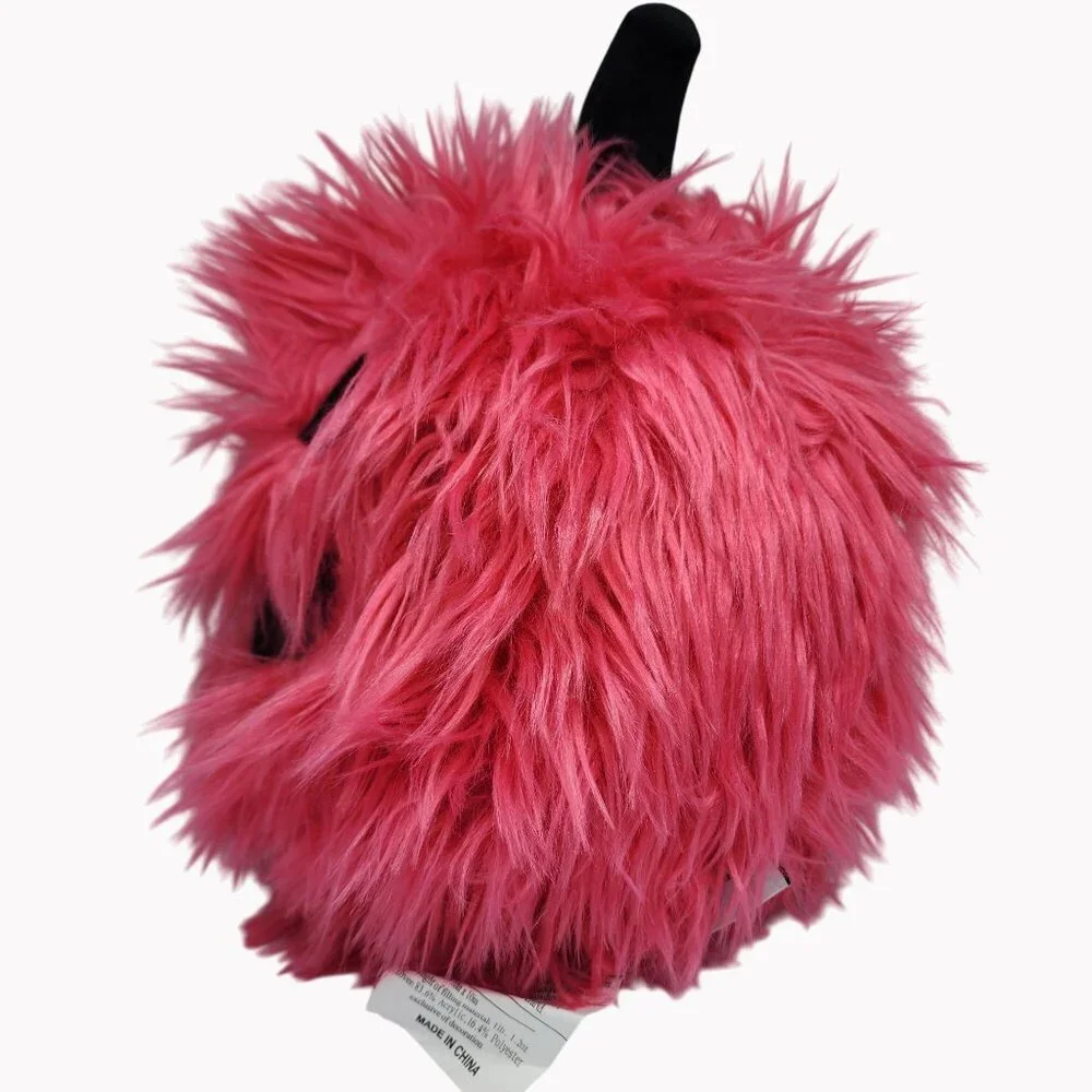 Cupcakes and Cashmere Pink Faux Fur Pumpkin Plush Fall Decor 15 Inch